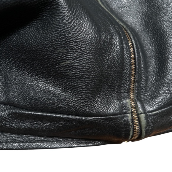 Vintage Diamond Aircraft Logo Aviator Bomber Leather Jacket Mens Large - Picture 8 of 15